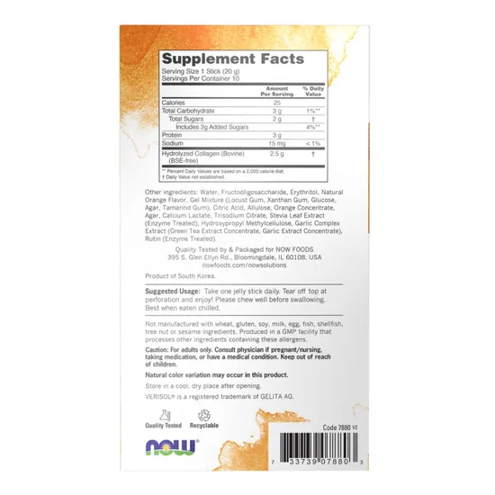 NOW Foods Collagen Jelly Beauty Complex Sweet Orange 10 Sticks