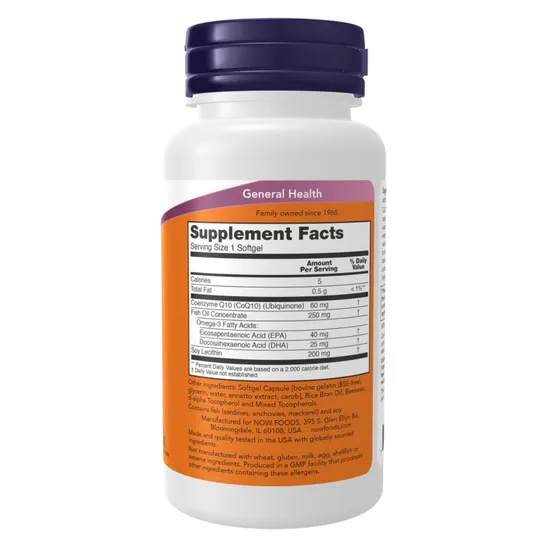 NOW Foods CoQ10 With Omega-3 60mg Softgels 60