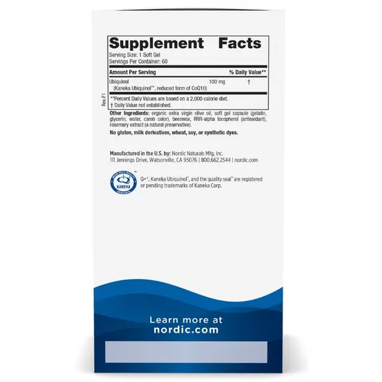 Nordic Naturals CoQ10 Ubiquinol 100mg 60 Softgels
