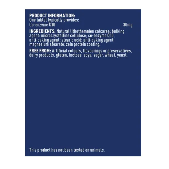 Higher Nature Co-Enzyme Q10 30mg Vegetable Tablets 90 Tablets