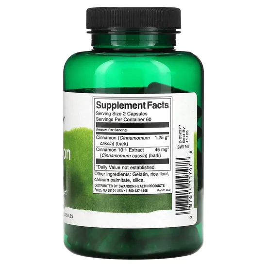 Swanson Cinnamon Bark Maximum Strength Capsules 120 Capsules