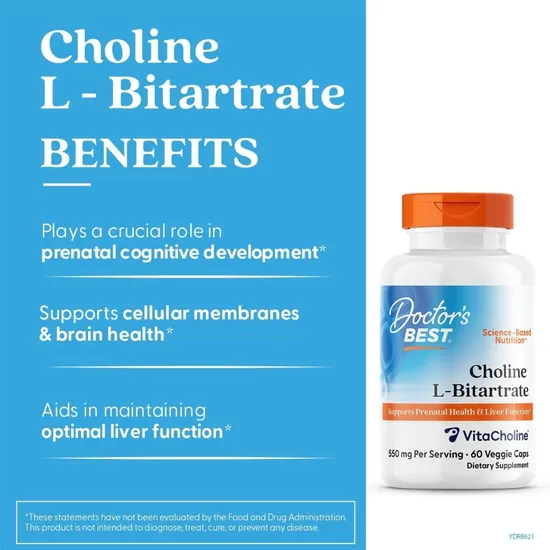 Doctor's Best Choline L-Bitartrate 550mg Capsules 60 Capsules