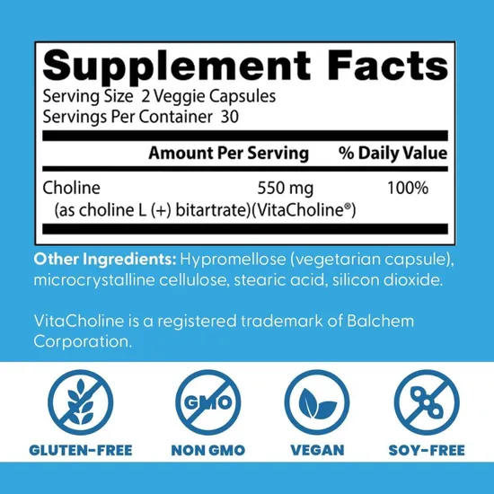 Doctor's Best Choline L-Bitartrate 550mg Capsules 60 Capsules