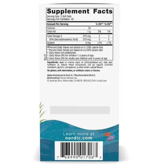 Nordic Naturals Children's DHA Vegetarian 375mg Berry Lemonade Chewables 120