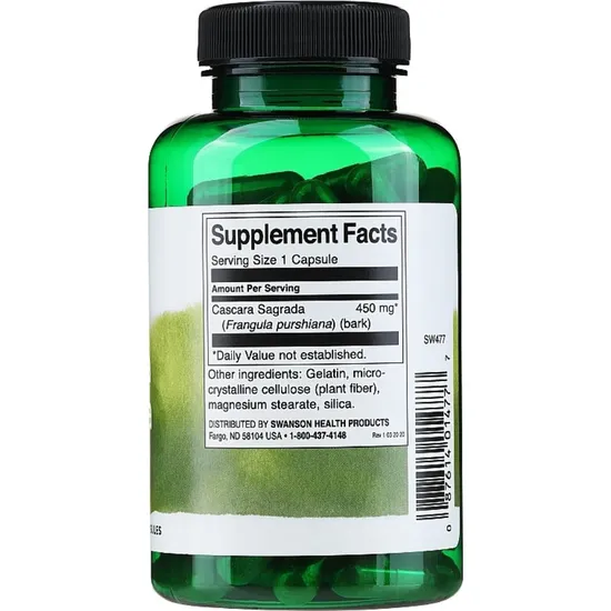 Swanson Cascara Sagrada 450mg Capsules 100 Capsules