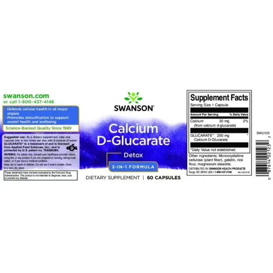 Swanson Calcium D-Glucarate Capsules 60 Capsules