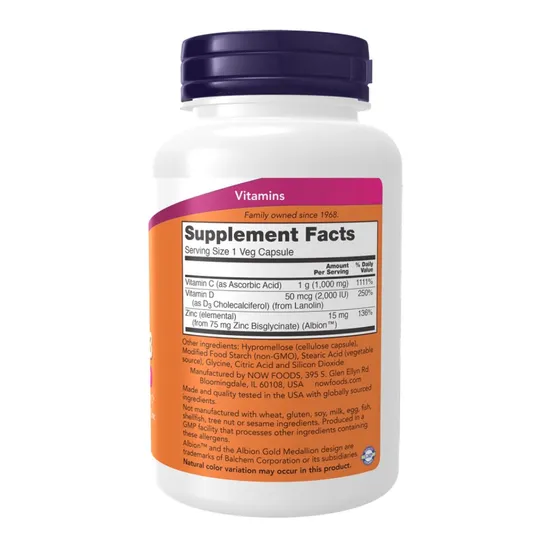 NOW Foods C-1000 Zinc & D- Capsules 3 Capsules