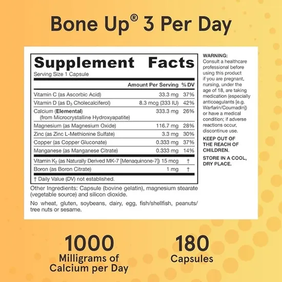 Jarrow Formulas BoneUp Three Per Day Caps 180 Capsules
