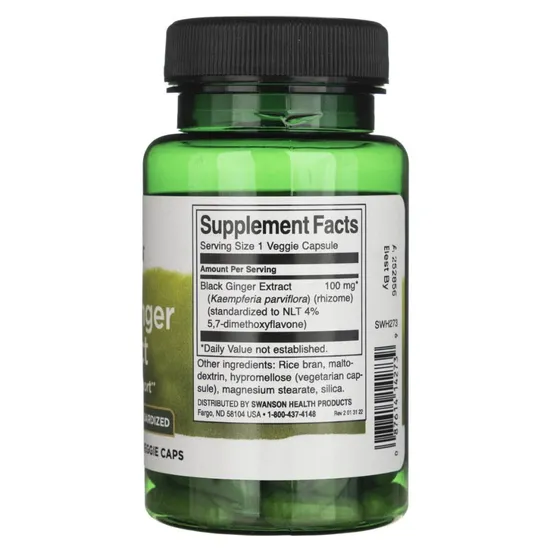 Swanson Black Ginger Extract 100mg 30 Capsules