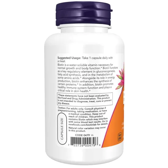 NOW Foods Biotin Capsules 5000mcg - 120 Capsules