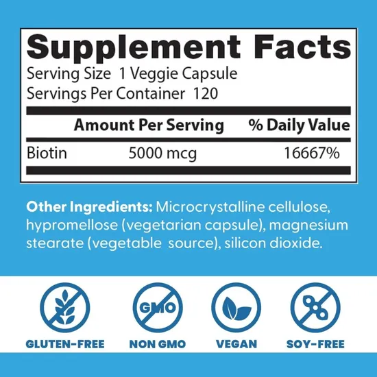 Doctor's Best Biotin 5000mcg - 120 Vcaps