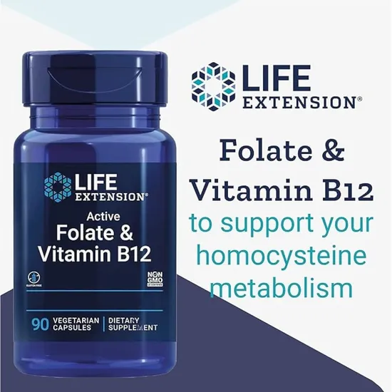 Life Extension BioActive Folate & Vitamin B12 90 Veg Caps