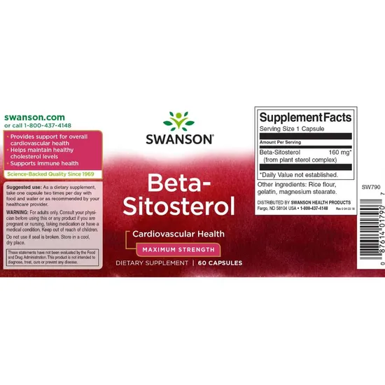Swanson Beta-Sitosterol Maximum Strength 60 Capsules