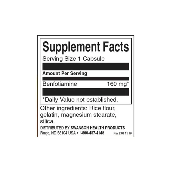 Swanson Benfotiamine Capsules 160mg - 60 Capsules