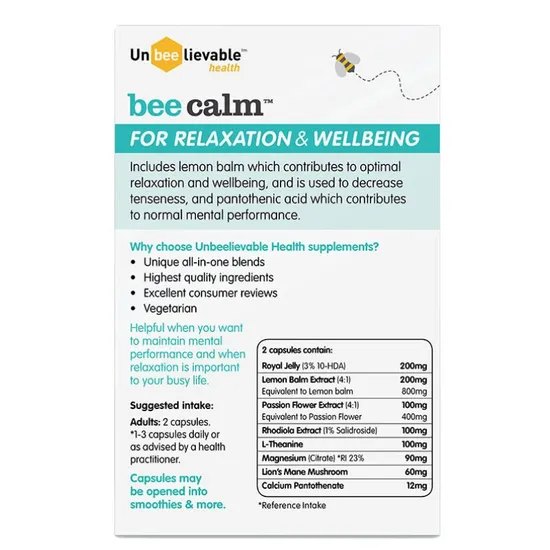 Unbeelievable Health Bee Calm Capsules 20 Capsules