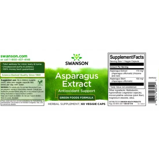 Swanson Asparagus Extract Capsules 60 Capsules