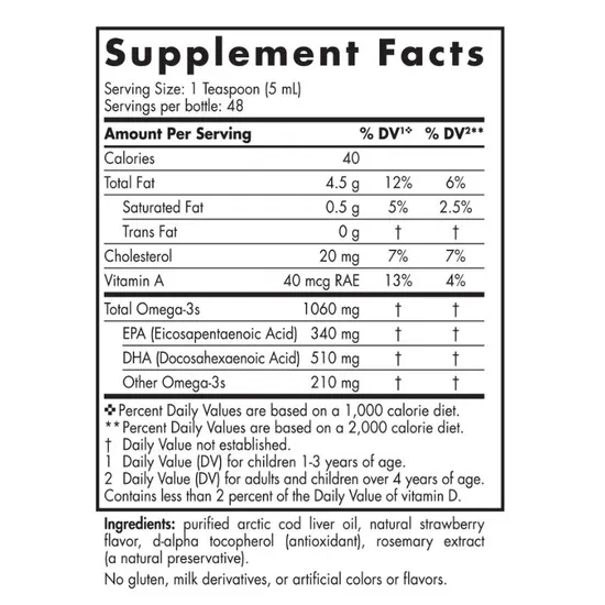 Nordic Naturals Arctic Cod Liver Oil 1060mg Strawberry 237ml