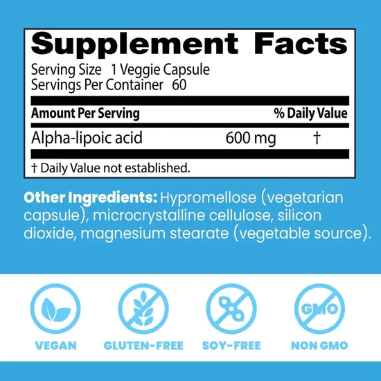 Doctor's Best Alpha Lipoic Acid 600mg 60 Veggie Caps