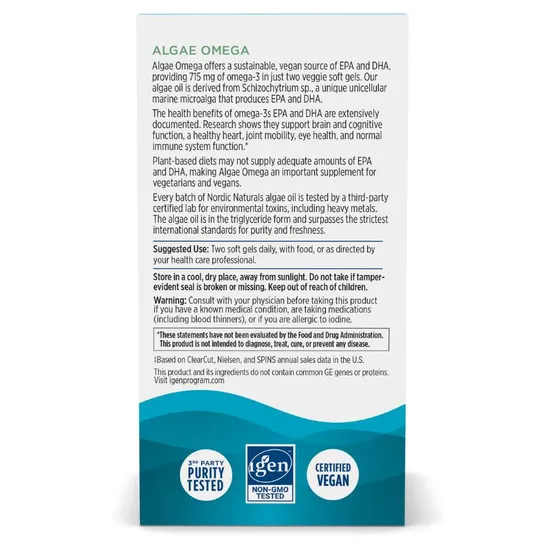 Nordic Naturals Algae Omega 715mg 60 Softgels