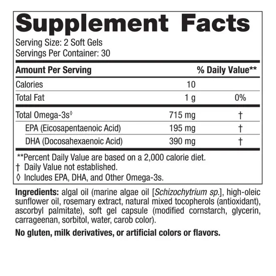 Nordic Naturals Algae Omega 715mg 60 Softgels