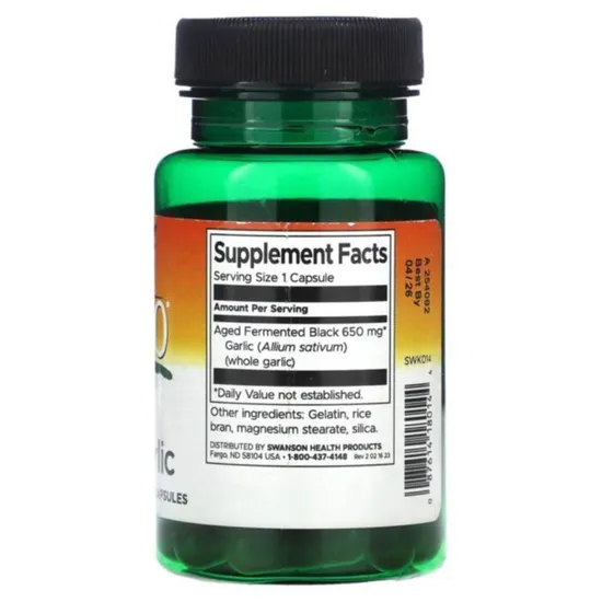 Swanson Aged Black Garlic Capsules 30 Capsules