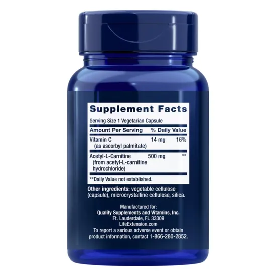 Life Extension Acetyl-L-Carnitine 500mg 100 Veg Caps