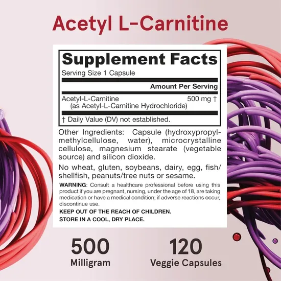 Jarrow Formulas Acetyl L-Carnitine 500mg Vegicaps 60