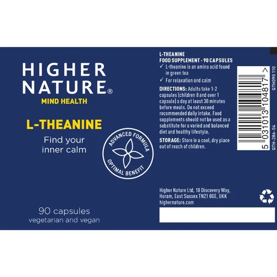 Higher Nature L-Theanine Vegan Capsules 90 Capsules
