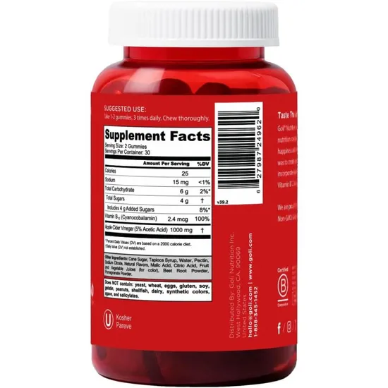 Goli Nutrition Apple Cider Vinegar Gummies 30 Gummies