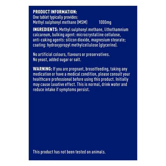 Higher Nature MSM Vegetarian Tablets 180 Tablets