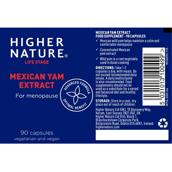 Higher Nature Mexican Yam Concentrated Extract Veg Capsules 90 Capsules