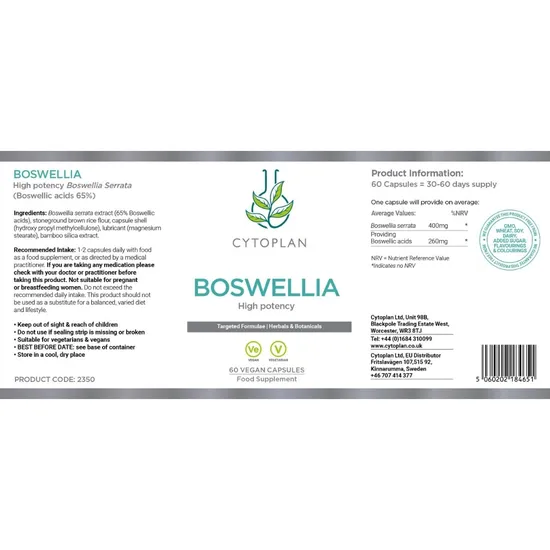 Cytoplan Boswellia 400mg Capsules 60 Capsules