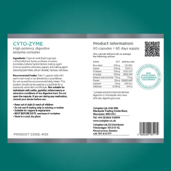 Cytoplan Cyto-Zyme Digestive Enzyme 545mg Capsules 60 Capsules