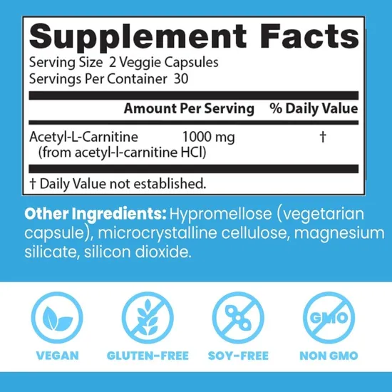 Doctor's Best Acetyl L-Carnitine With Biosint Carnitines 500mg Vegicaps 60 Vegicaps