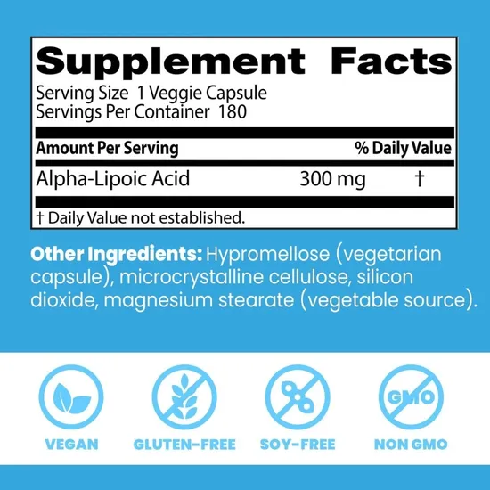 Doctor's Best Alpha Lipoic Acid 300mg Vegicaps 180 Vegicaps