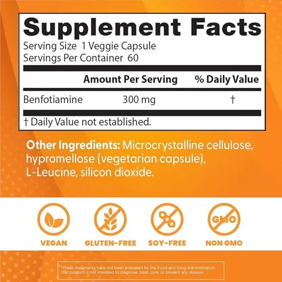 Doctor's Best Benfotiamine With BenfoPure 300mg Vegicaps 60 Vegicaps