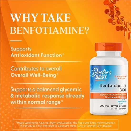 Doctor's Best Benfotiamine With BenfoPure 300mg Vegicaps 60 Vegicaps