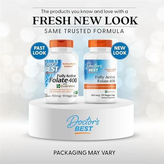 Doctor's Best Fully Active Folate 400 With Quatrefolic 400mcg Vegicaps 90 Vegicaps