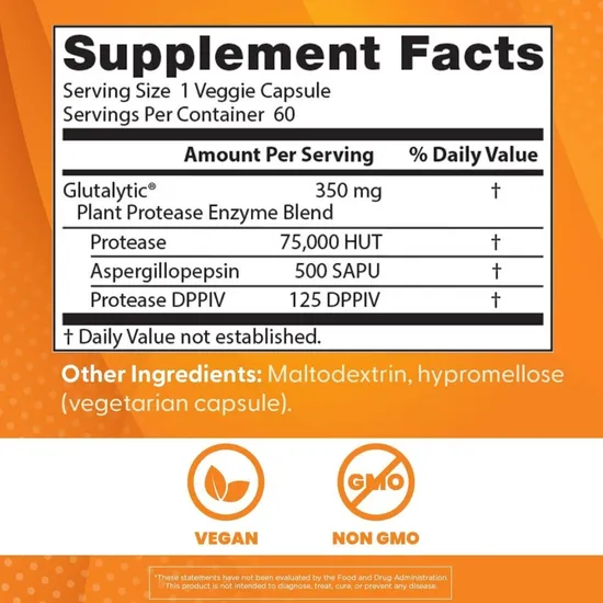 Doctor's Best Gluten Rescue With Glutalytic Vegicaps 60 Vegicaps