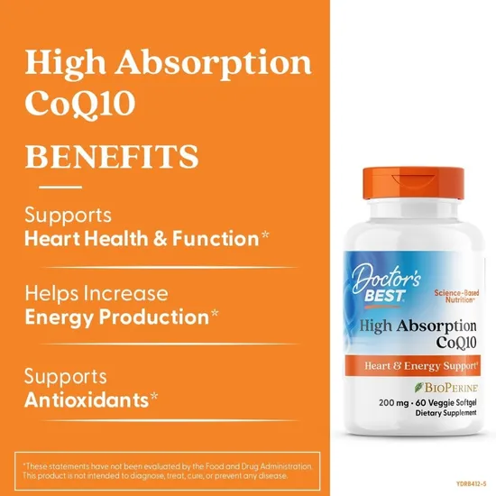 Doctor's Best High Absorption CoQ10 With BioPerine 200mg Veg Softgels 60 Softgels