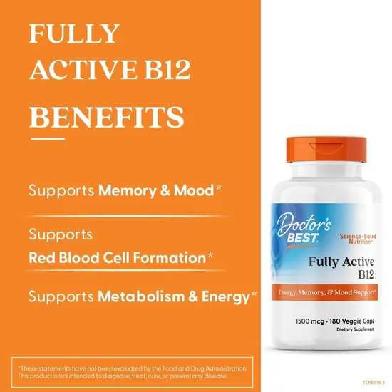 Doctor's Best Fully Active B12 1500mcg Vegicaps 60 Vegicaps