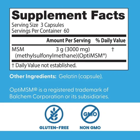 Doctor's Best MSM With OptiMSM 1000mg Capsules 180 Capsules
