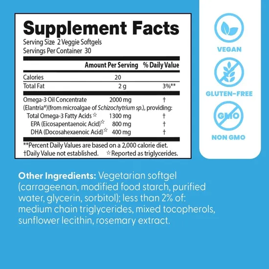 Doctor's Best Vegan Omega-3 E DHA Softgels 60 Softgels