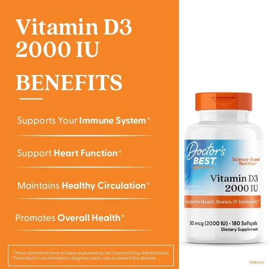 Doctor's Best Vitamin D3 2000iu Softgels 180 Softgels