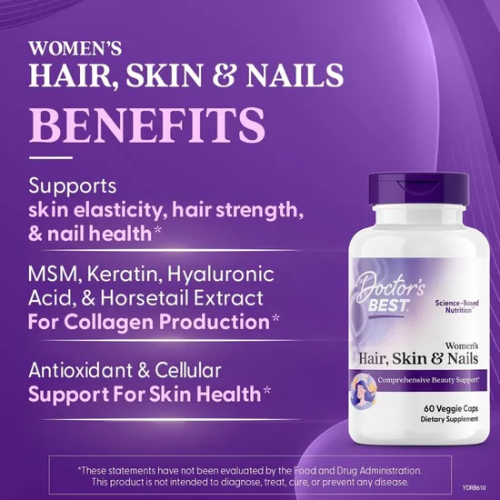 Doctor's Best Women's Hair Skin & Nails Capsules 60 Capsules