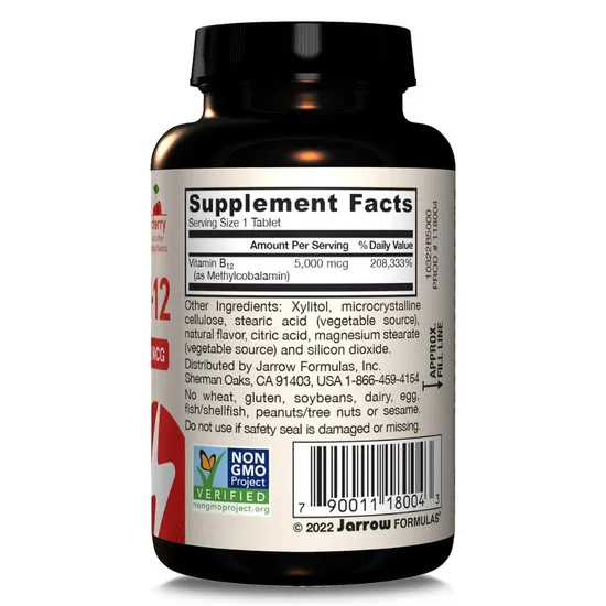 Jarrow Formulas Methyl B12 5000mcg Chew Tablets 60 Tablets