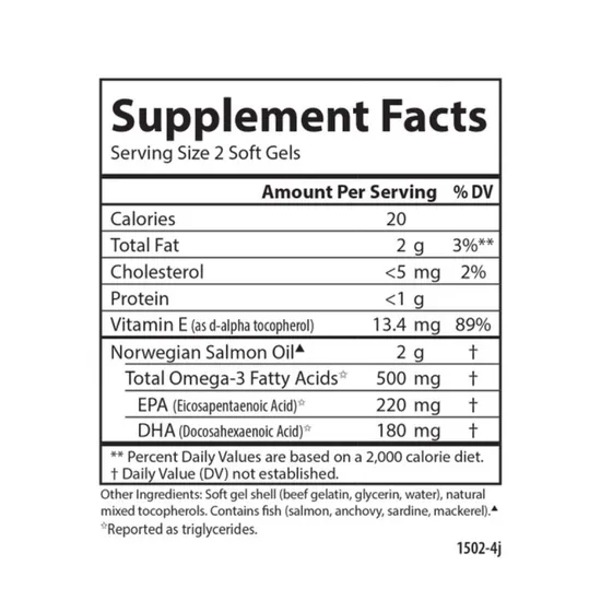 Carlson Labs Norwegian Salmon Oil Softgels + 50 180 Softgels