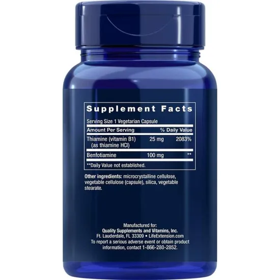Life Extension Benfotiamine With Thiamine 100mg Vegicaps 120 Vegicaps