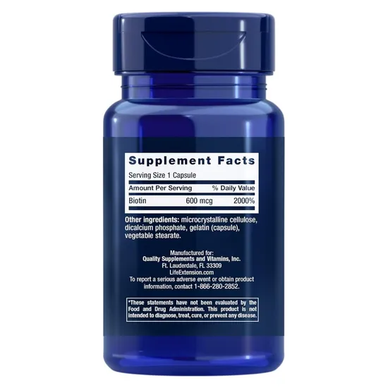 Life Extension Biotin 600mcg Capsules 100 Capsules