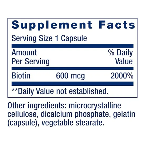 Life Extension Biotin 600mcg Capsules 100 Capsules